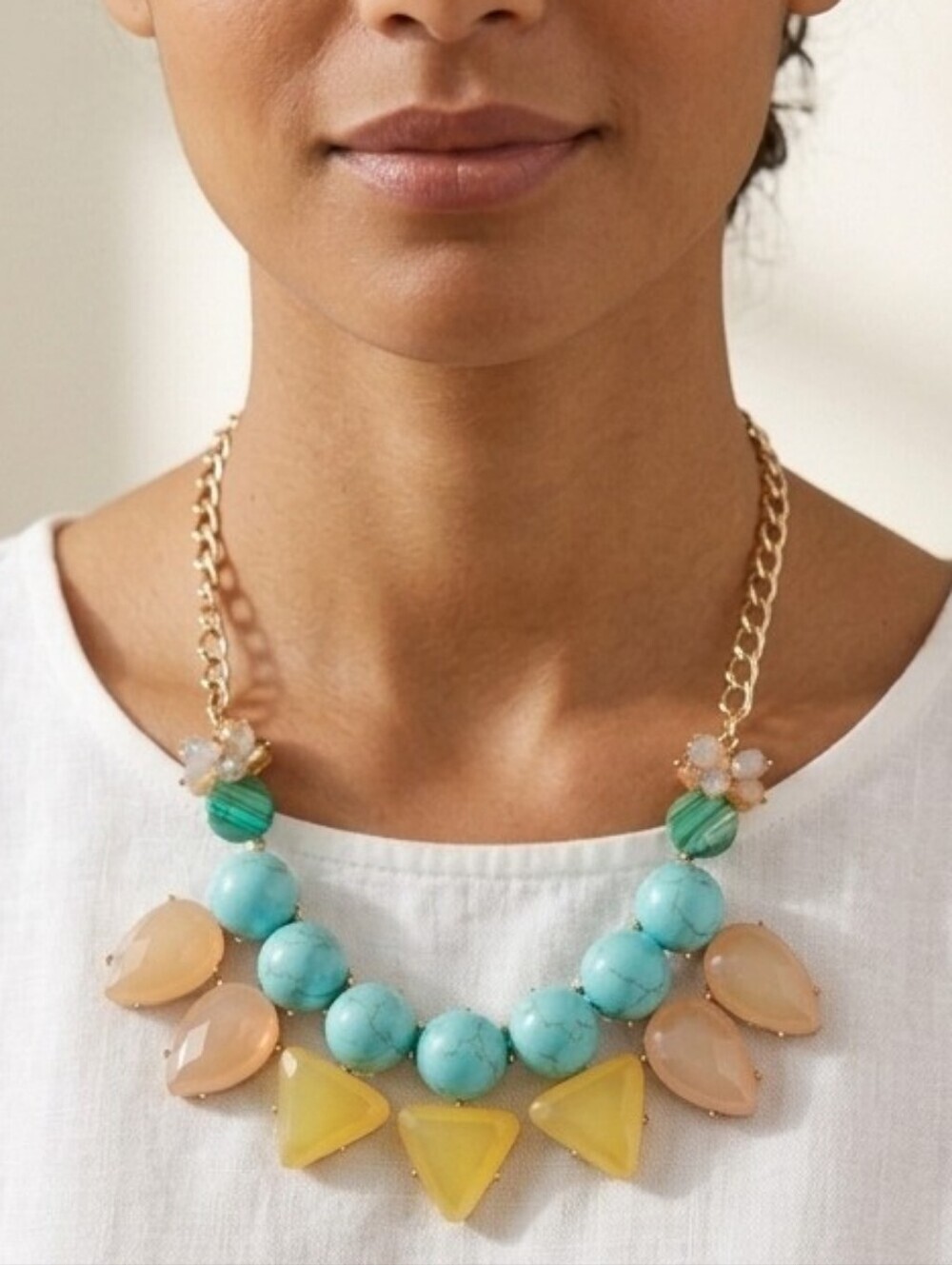 BEAUTIFUL CHUNKY PASTEL STATEMENT Boho Style Necklace